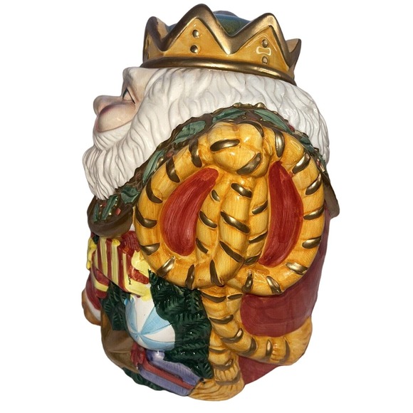 Ceramic Cookie Jar By Gibson Housewares Festive King Santa with Presents & Toys - Picture 2 of 9